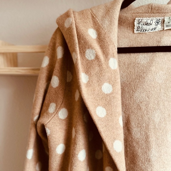 anthropologie Field Flower Dottie hooded Polka Dot sweater. Wool 100%. - Picture 10 of 10